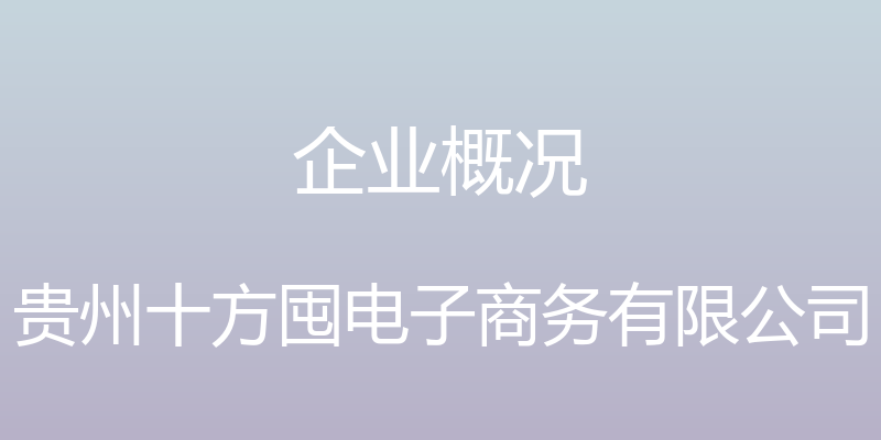 企业概况 - 贵州十方囤电子商务有限公司