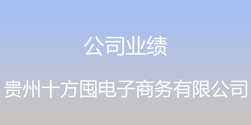 公司业绩 - 贵州十方囤电子商务有限公司